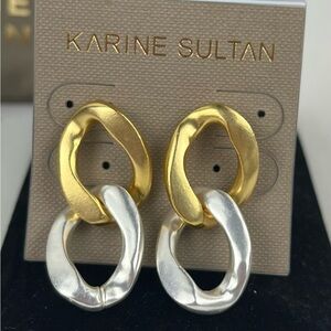 Karine Sultan Large curb link drop earrings